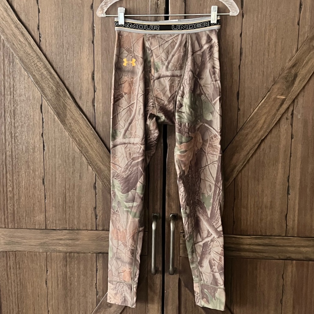 Under Armour Coldgear Camo Real Tree Base Layer Compression Pants Size L NWT